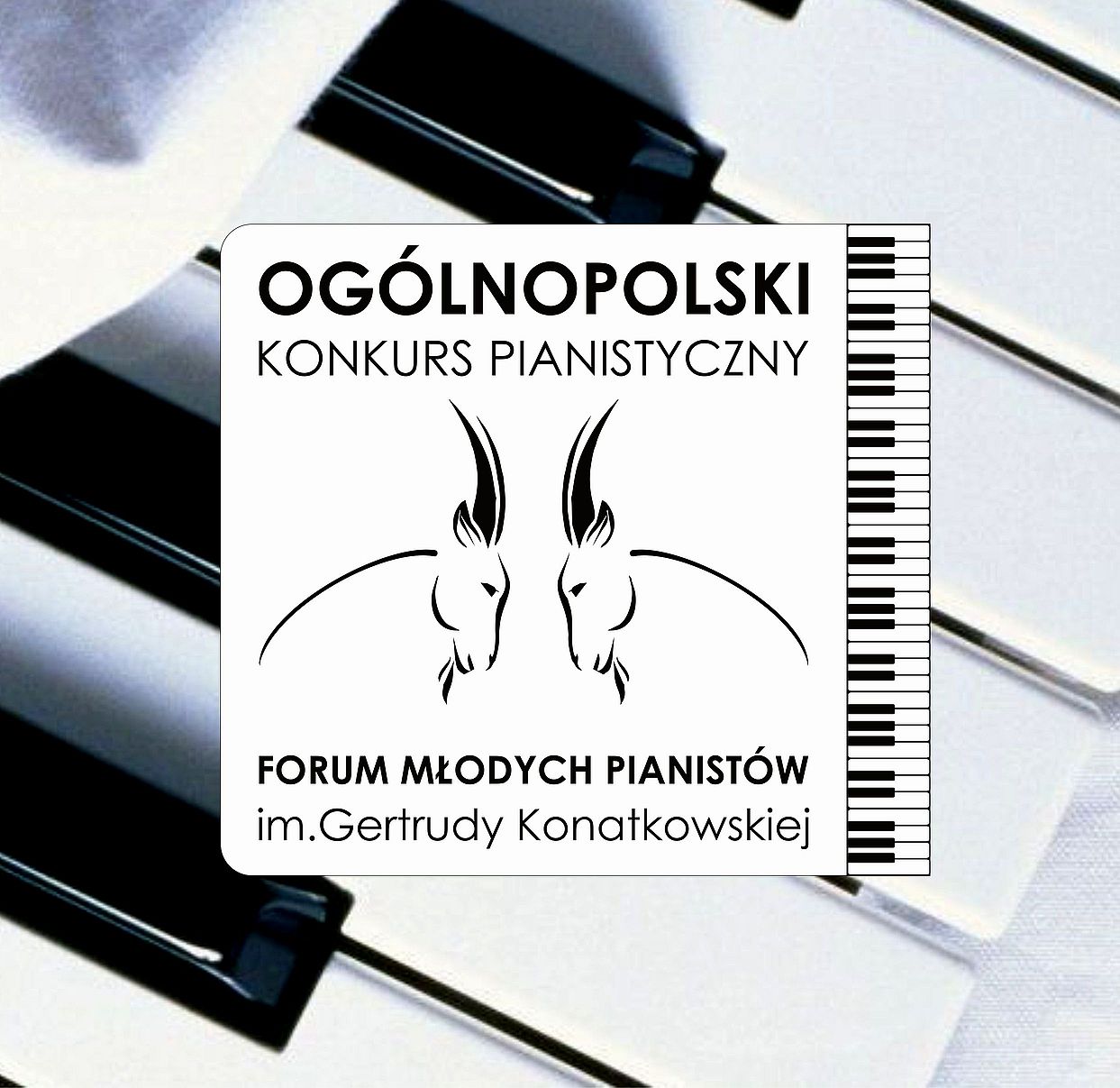 Logo Ogólnopolskiego Konkursu Pianistycznego Forum Młodych Pianistów im. Gertrudy Konatkowskiej.